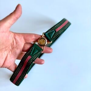 Vintage Wool Belt Green Pink Stripe